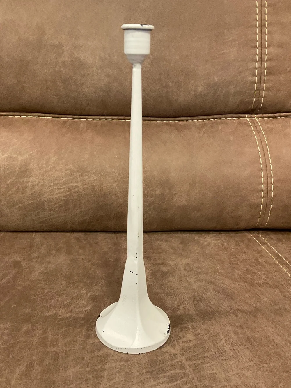 White Iron Taper Candlestick